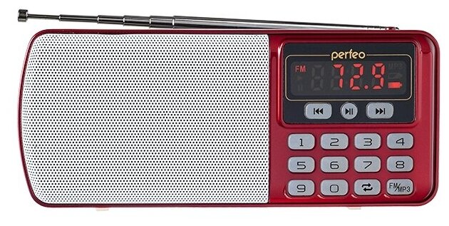 Портативная акустика Perfeo ЕГЕРЬ, 3 Вт, FM, AUX, USB, microSD, красный (i120-RED)