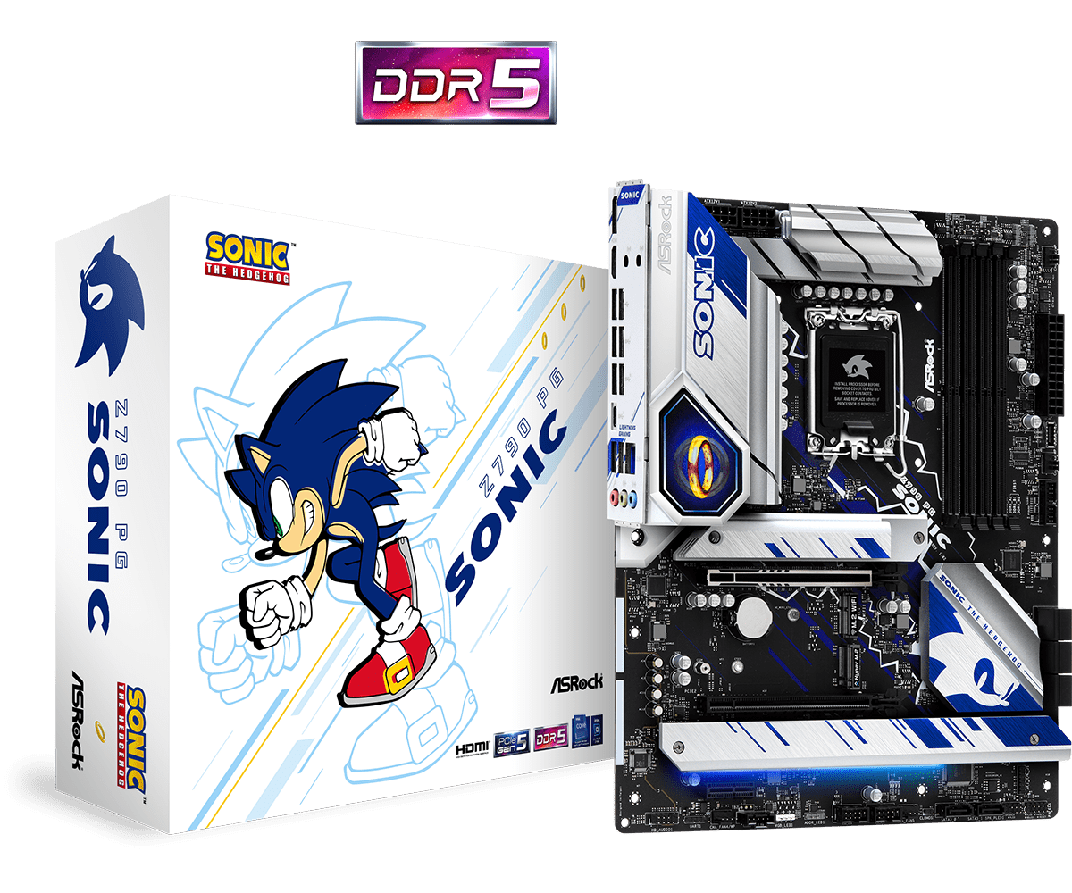 Материнская плата ASRock Z790 PG SONIC, Socket1700, Intel Z790, 4xDDR5 DIMM, 2PCI-Ex16, 8SATA3, 7.1-ch, 2.5GLAN, 10 USB 3.2, 2 USB Type-C, HDMI, DP, ATX, Retail