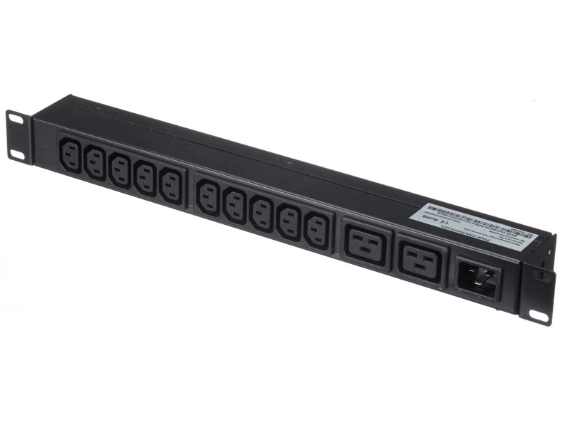 Блок розеток (PDU) Netko PDU-1U–C13+С19, 1U, кол-во розеток:12 (10xC13/2xC19), 16А, черный (55786)