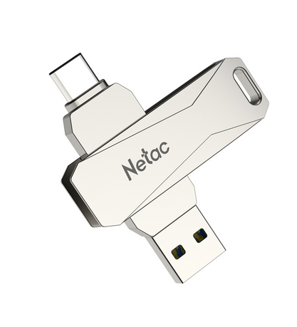 Флешка 256Gb USB 3.0/USB Type-C Netac U782C, жемчужный никель (NT03U782C-256G-30PN)