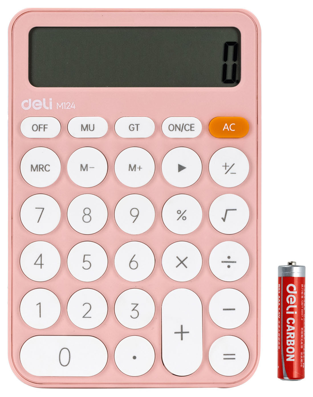 Калькулятор настольный DELI EM124, 12-разрядный, однострочный экран, розовый (EM124PINK)
