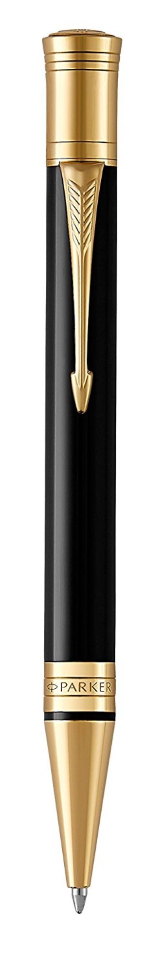 Ручка шариковая автомат Parker Duofold Classic Black GT Fountain Pen, черный, латунь, позолота, смола эпоксидная, подарочная упаковка (CW1931386)