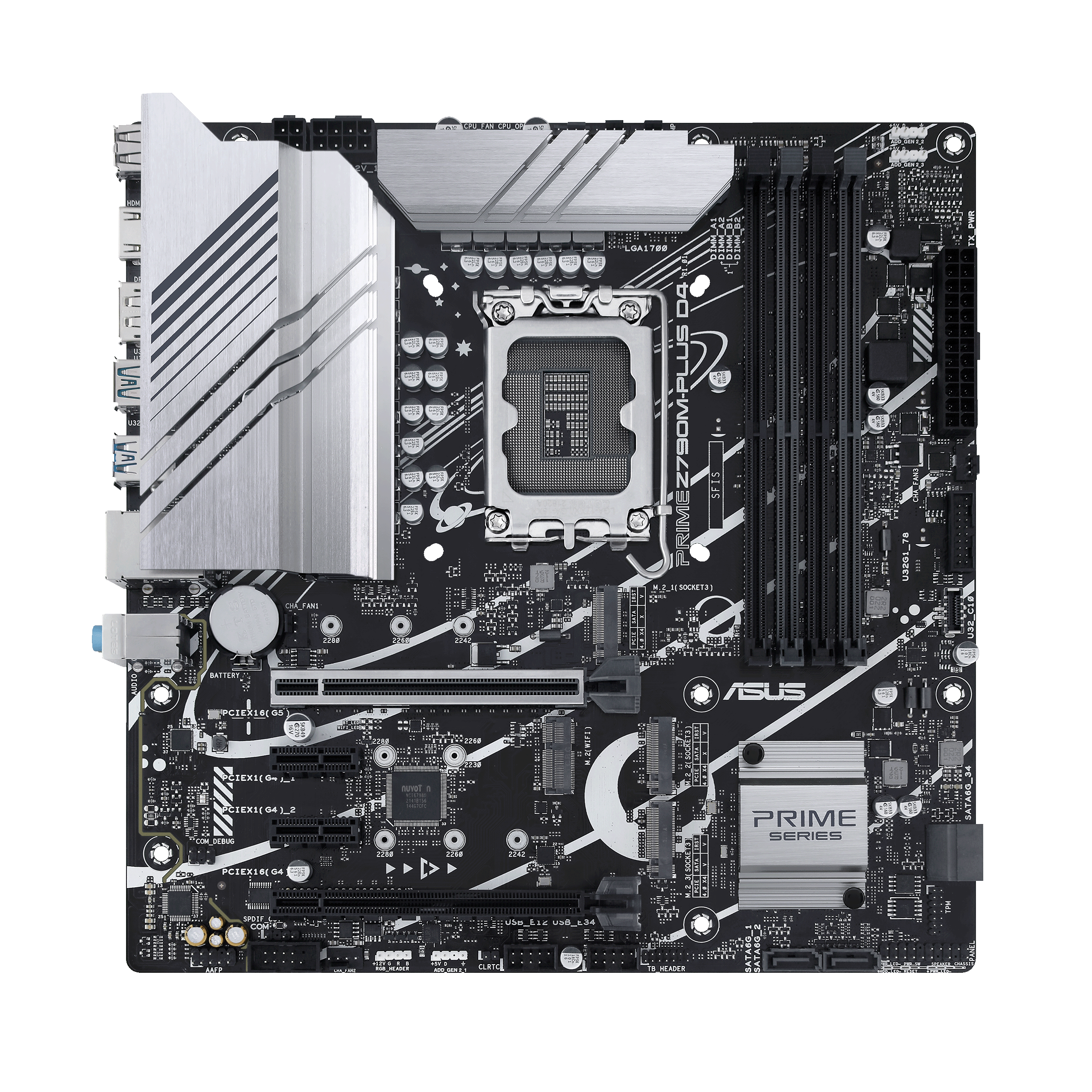 Материнская плата ASUS PRIME Z790M-PLUS D4, Socket1700, Intel Z790, 4xDDR4, 2PCI-Ex16, 4SATA3, 7.1-ch, GLAN, 7 USB 3.2, 2 USB Type-C, HDMI, DP, mATX, Retail