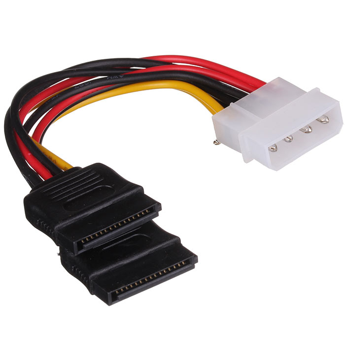 Кабель-переходник питания (адаптер) Molex(M)-2xSATA 15-pin(F) VCOM, 15 см, прямой (VPW7572)