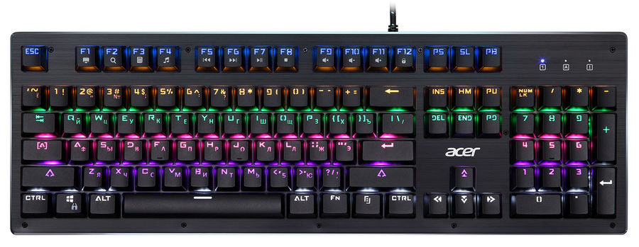 Клавиатура проводная Acer OKW127, механическая, подсветка, USB, черный (ZL.KBDEE.00H)