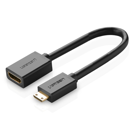 Кабель-переходник (адаптер) HDMI(19F)-Mini HDMI(19M), плоский, экранированный, 22 см, черный UGREEN 20137 (20137)