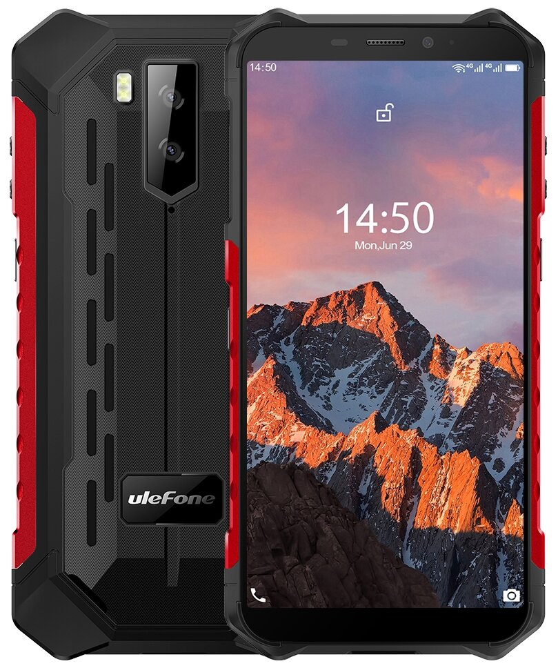 Смартфон Ulefone Armor X5 Pro, 5.5 720x1440 IPS, MediaTek Helio A25, 4Gb RAM, 64Gb, 3G/4G, NFC, Wi-Fi, BT, 2xCam, 2-Sim, 5000 мА⋅ч, Micro-USB, Android 10, черный, ударопрочный корпус (ULF-ARX5PRO-RD)