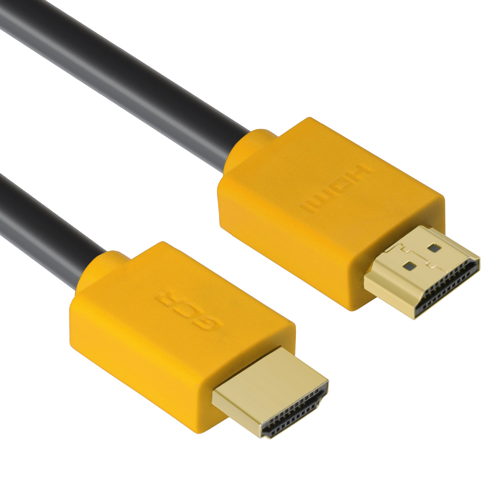 Кабель HDMI(19M)-HDMI(19M) v1.4 4K, экранированный, 1 м, черный/желтый GCR GCR-HM400 (GCR-HM440-1.0m)