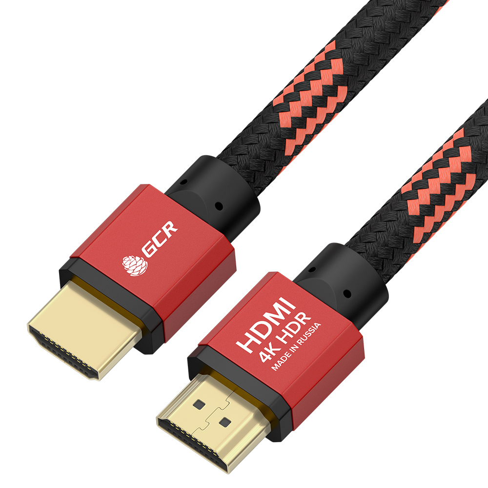 Кабель HDMI(19M)-HDMI(19M) v2.0 4K, экранированный, 2 м, черный/красный Greenconnect PROF GCR-HM485 (GCR-54508-2.0m)