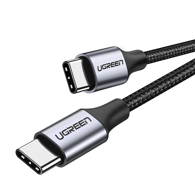 Кабель USB Type-C-USB Type-C, экранированный, быстрая зарядка, 3A 50см, черный/серый UGREEN US261 (50149)