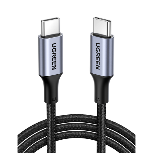 Кабель USB Type-C-USB Type-C, экранированный, быстрая зарядка, 5A 1.5м, черный UGREEN US316 (70428)