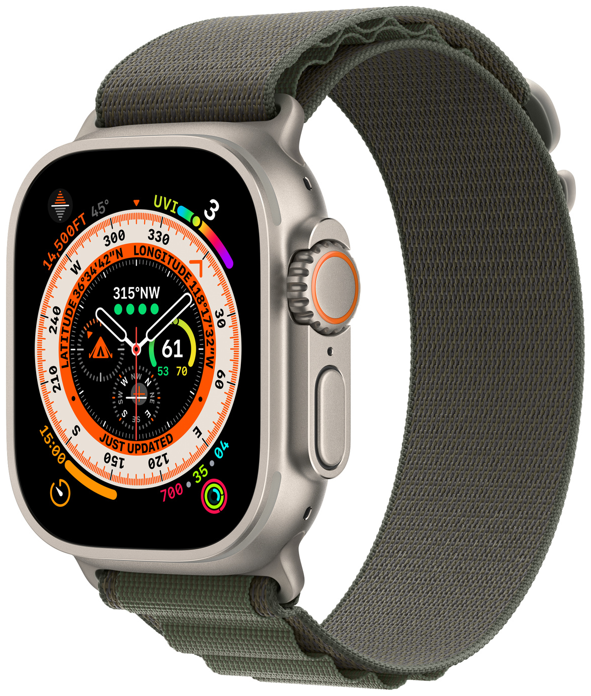 Смарт-часы Apple Watch Ultra A2622 49мм S OLED, титановый/зеленый Alpine Loop (MNHC3LL/A)