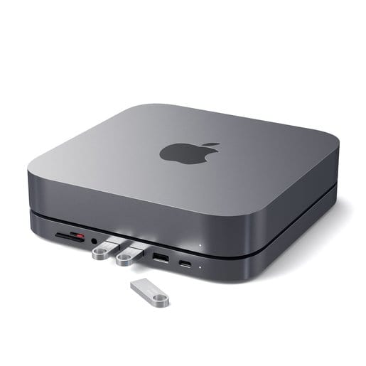   E2E4 Док-станция Satechi, 1x USB-C, 3 x USB, 3,5mm AUX, SD, microSD для Apple Mac Mini, серый (ST-ABHFM)