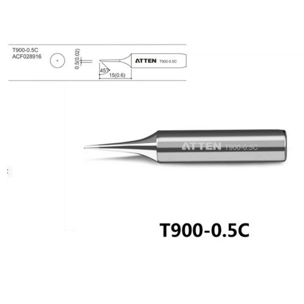 Жало паяльное Atten T900-0.5C, 0.5мм, 1шт. (ACF028916)