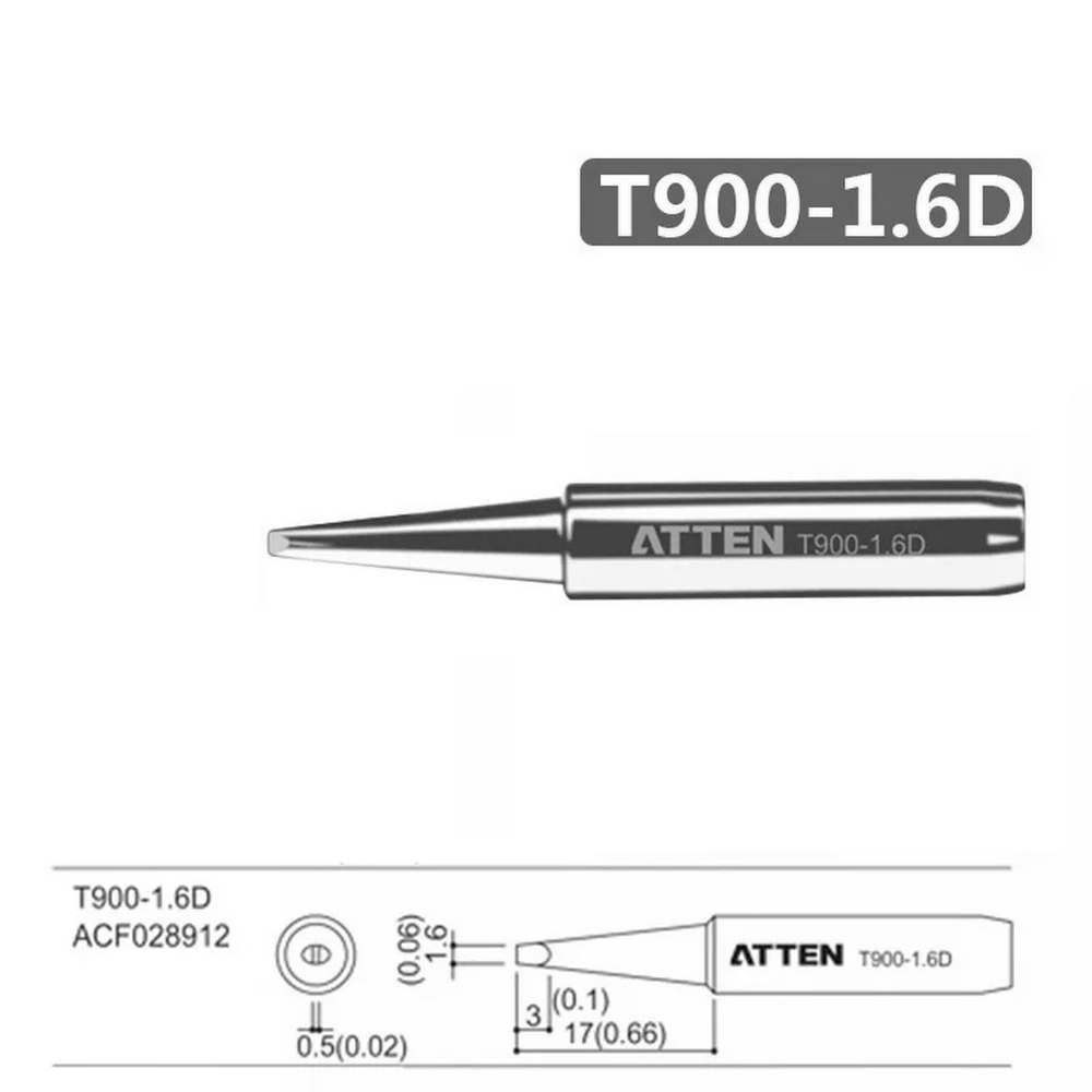 Жало паяльное Atten T900-1.6D, 1.6мм, 1шт. (ACF028912)