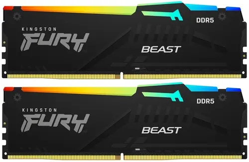 Комплект памяти DDR5 DIMM 64Gb (2x32Gb), 5600MHz, CL40, 1.25 В, Kingston, Fury Beast Black RGB (KF556C40BBAK2-64) Retail