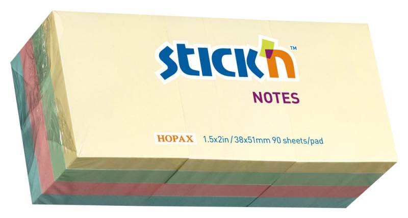 Блок самоклеящийся (стикеры) STICK`N, 100 листов, пастельный, ассорти (21531)