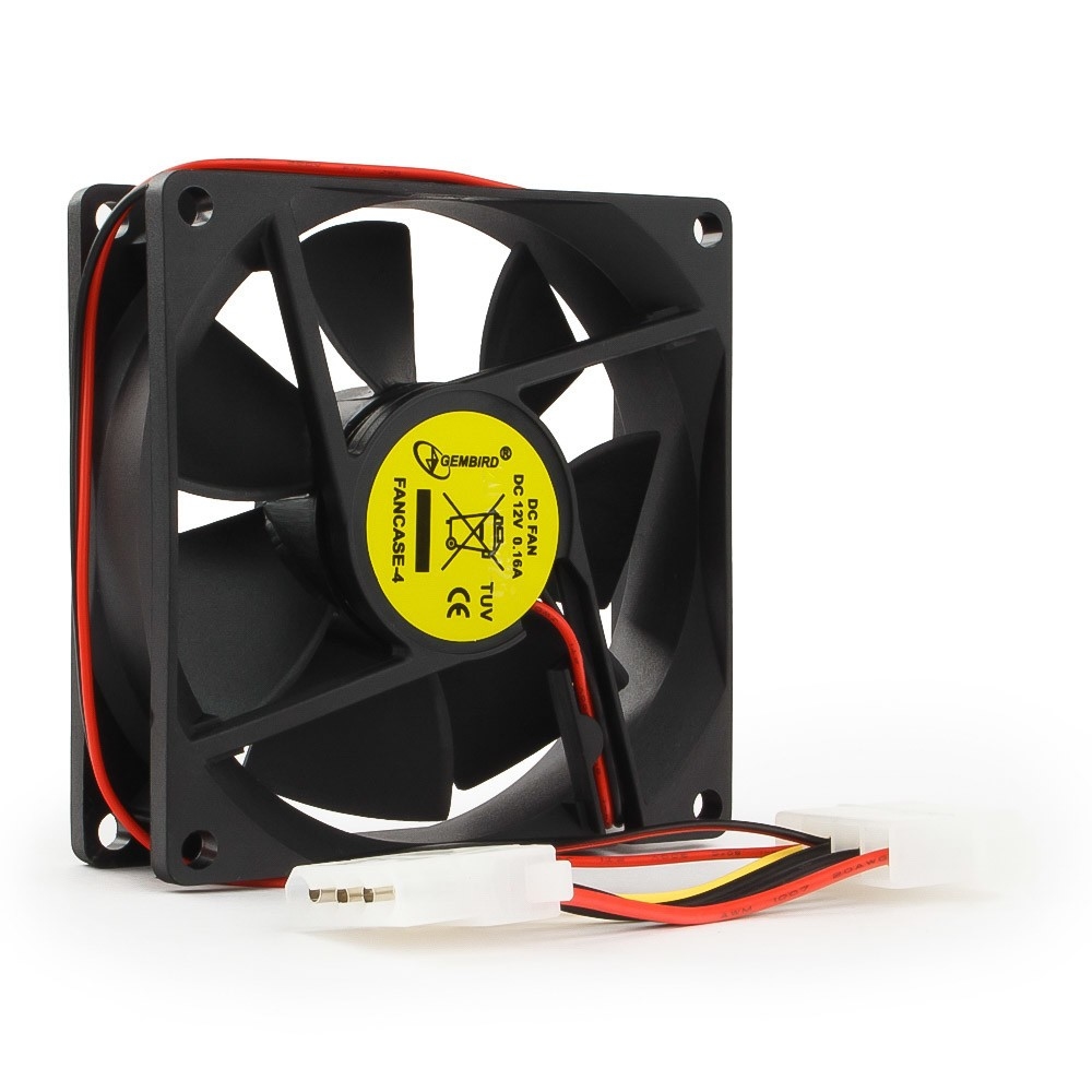 Вентилятор Gembird FANCASE-4, 80 мм, 2600rpm, 27 дБ, 4-pin Molex, 1шт, черный