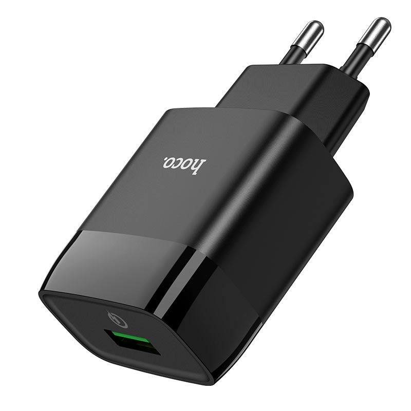   E2E4 Сетевое зарядное устройство Hoco C72Q Glorious 18 Вт, USB, Quick Charge, 3А, черный (6931474732507)