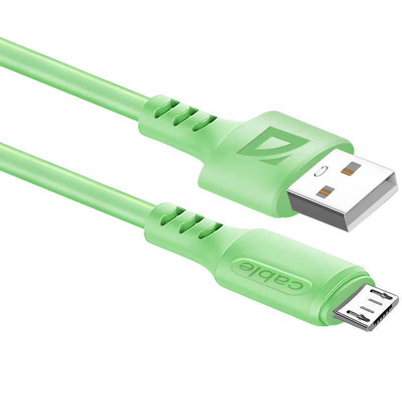 Кабель USB-Micro USB, 2.4A 1 м, зеленый Defender F207 (87108GRN)