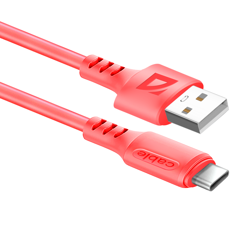 Кабель USB-USB Type-C, 2.4A 1 м, красный Defender F207 (87106RED)