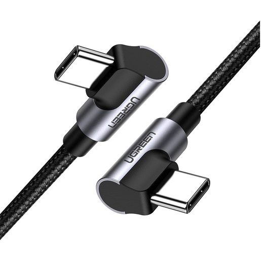 Кабель USB Type-C-USB Type-C, угловой, экранированный, быстрая зарядка, 3A 1 м, черный UGREEN US323 (70529)