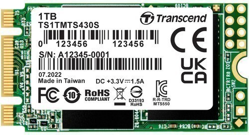 Твердотельный накопитель (SSD) Transcend 1Tb 430S, 2242, M.2 (TS1TMTS430S) Retail