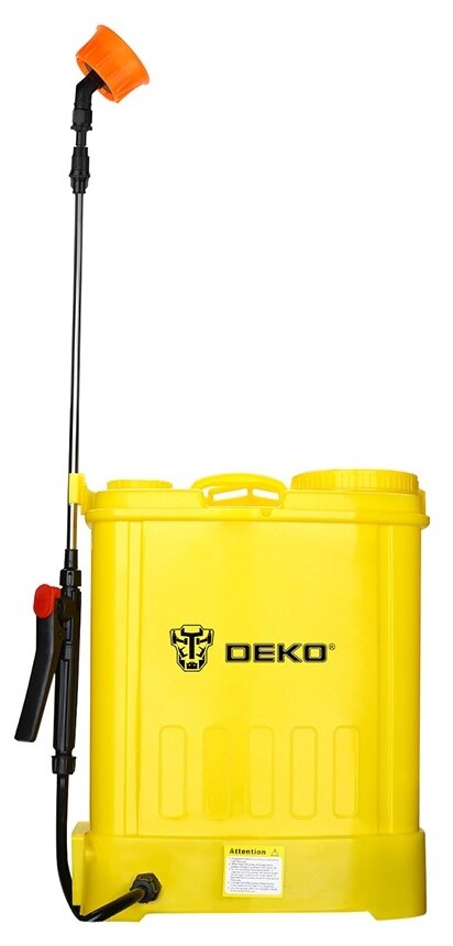   E2E4 Садовый опрыскиватель DEKO DKSP12, ранцевый, аккумуляторный, бак 14 л, желтый (065-0951)