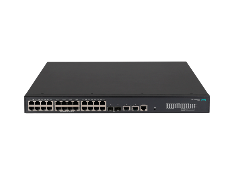 Коммутатор HPE FlexNetwork 5140, управляемый, кол-во портов: 24x1 Гбит/с, кол-во SFP/uplink: combo RJ-45/SFP+ 4x10 Гбит/с, установка в стойку, PoE: 24x30Вт (макс. 370Вт) (JL823A)