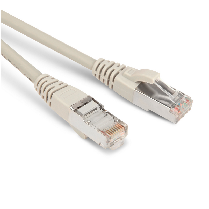 Патч-корд FTP кат.5e, 1м, RJ45-RJ45, серый, LSZH, экранированный, Hyperline (PC-LPM-STP-RJ45-RJ45-C5e-1M-LSZH-GY)