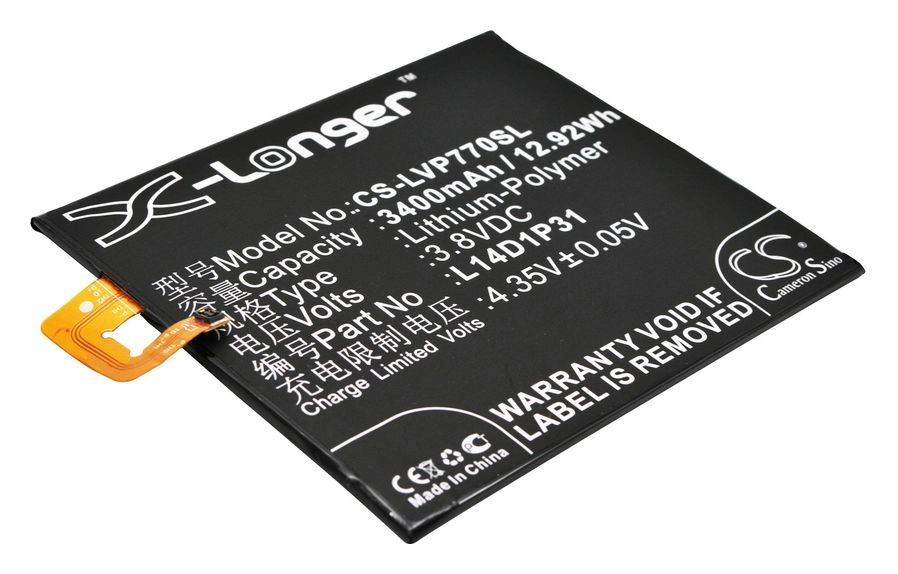 Аккумулятор CameronSino CS-LVP770SL, 3.8 В, 3.4 А·ч, Li-pol для Lenovo Phab Plus PB1-770M
