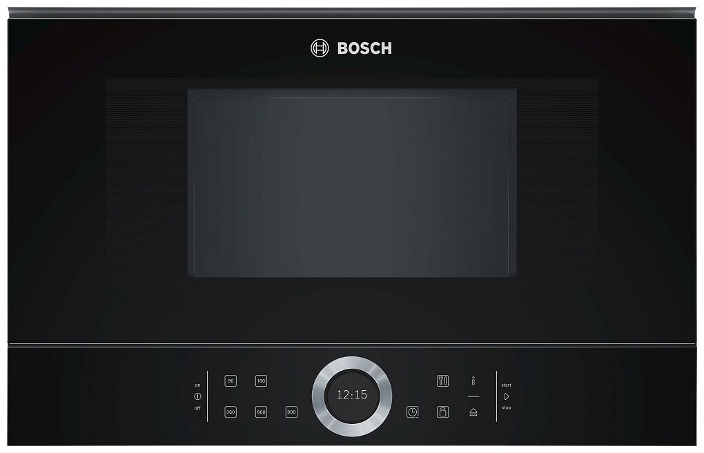 Микроволновая печь встраиваемая Bosch Serie 8 BFR634GB1 21 л, 900 Вт, черный (BFR634GB1)