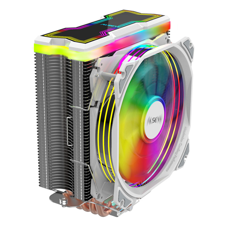 Кулеры для процессоров Кулер для процессора Alseye M120-W для Socket 775/115x/1200/1356/1366/2011/2011-3/AM2+/AM3/AM3+/FM1/AM4/FM2/FM2+, 120 мм, 2000rpm, 33 дБА, 4-pin PWM+3-pin 5V ARGB, Al+Cu, ARGB