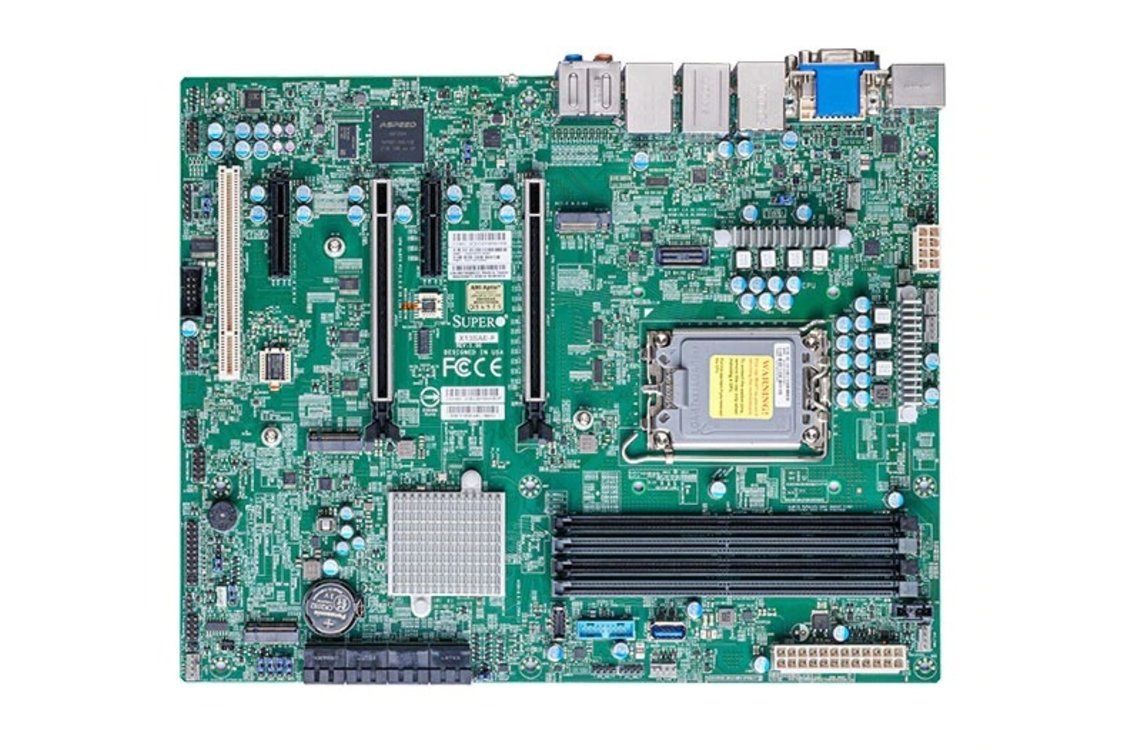 Материнская плата Supermicro X13SAE-F, 1xSocket1700, iW680, 4xDDR5, 2PCI-Ex16, 3xM.2-PCI-E, 8SATA3 RAID 0/1/5/10, 7.1-ch, GLAN, 2.5GLAN, IPMI, 4xUSB 2.0, VGA, DVI, HDMI, DisplayPort, ATX, Bulk (MBD-X13SAE-F-B)