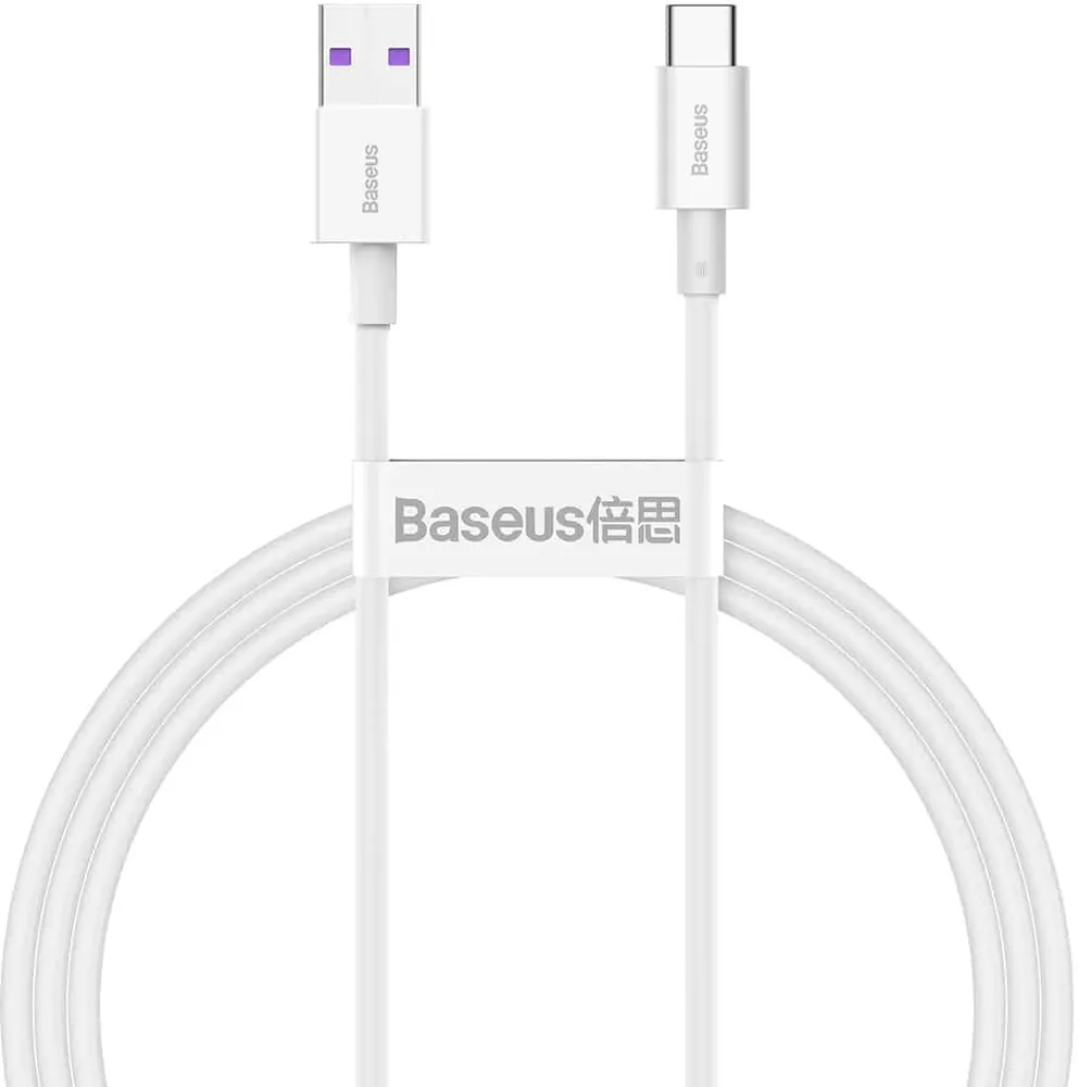 Кабель USB-USB Type-C, быстрая зарядка, 6A, 1 м, белый, Baseus Superior Series (CATYS-02)
