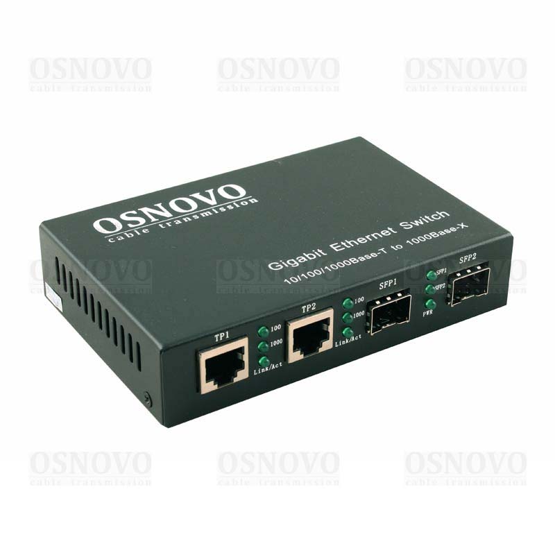 Коммутатор Osnovo SW-70202, кол-во портов: 2x1 Гбит/с, кол-во SFP/uplink: SFP 2x1 Гбит/с