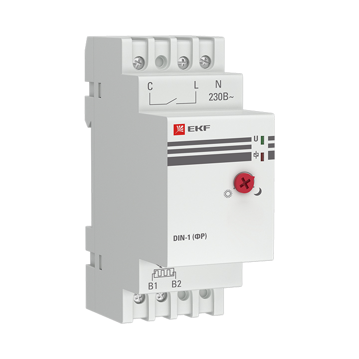 Фотореле EKF DIN-1 (ФР) 2-100Лк, 25А, 3000Вт (fr-din-1-25)
