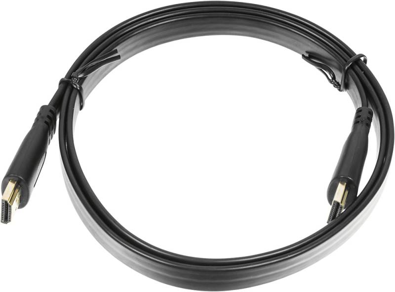 Кабель HDMI(19M)-HDMI(19M) v1.4, плоский, 1 м, черный Buro (BHP HDMI 1)