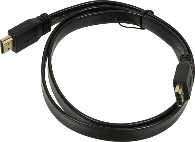 Кабель HDMI(19M)-HDMI(19M) v1.4, плоский, 1 м, черный Behpex (6923351360002)