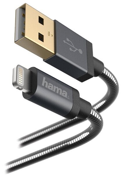 Кабель USB-Lightning 8-pin, 1.5 м, черный, Hama (00173626)