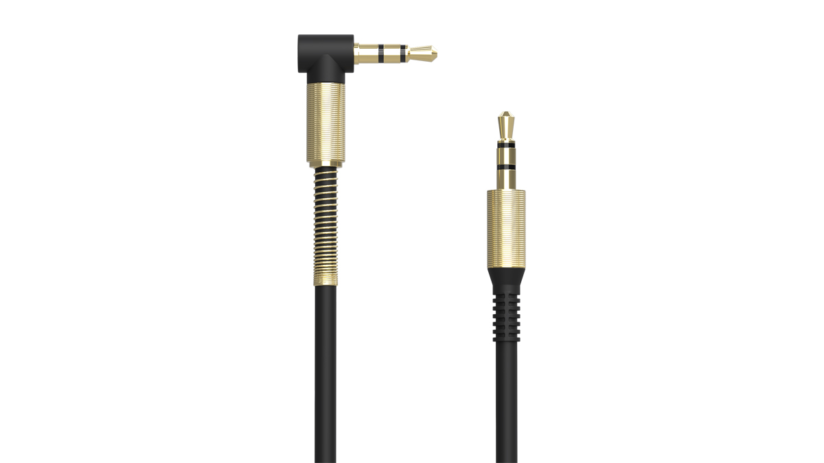 Кабель соединительный Jack 3.5mm(M)-Jack 3.5mm(M) угловой/прямой, 1 м, черный Ritmix (RCC-247)