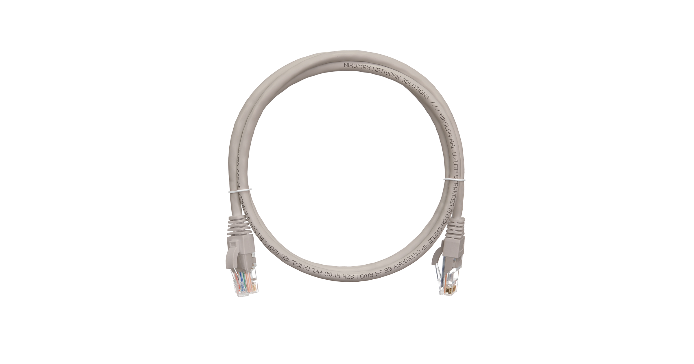 Патч-корд UTP кат.5e, 20 м, RJ45-RJ45, серый, CU, NIKOMAX (NMC-PC4UD55B-200-GY)