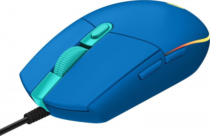  Мышь проводная Logitech G203 LIGHTSYNC, 8000dpi, оптическая светодиодная, USB, синий (910-005798)