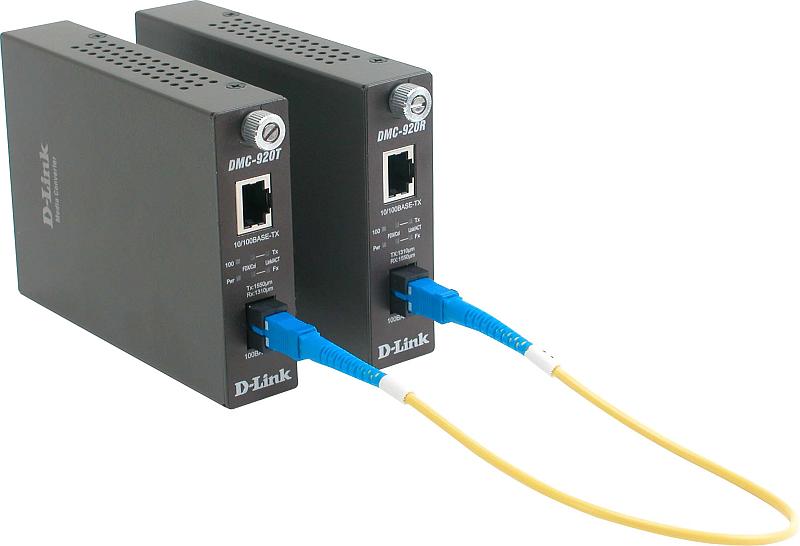 Медиаконвертер D-Link DMC-920R, RJ-45x100 Мбит/с, SCx100 Мбит/с, SM, Tx:1310, Rx:1550, 20км, (DMC-920R/B10A)