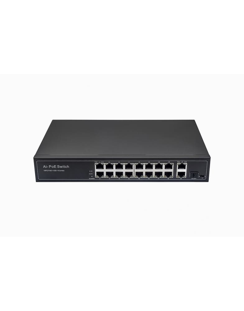 Коммутатор NST NS-SW-16F3G-P, кол-во портов: 16x100 Мбит/с, SFP 1x1, кол-во SFP/uplink: RJ-45 2x1 Гбит/с, установка в стойку, PoE: 16x30 Вт (макс. 292 Вт)