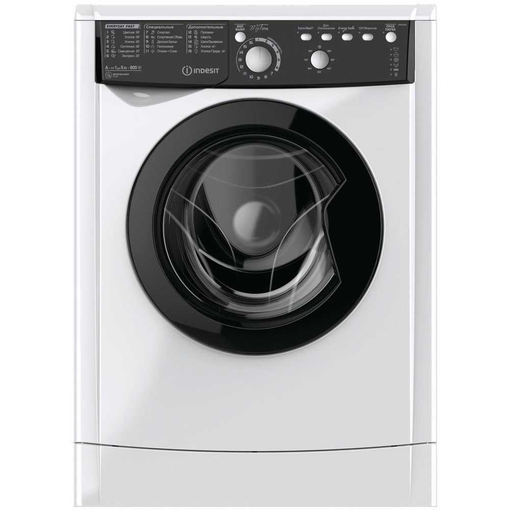 Стиральные машины  E2E4 Стиральная машина Indesit EWSB 5085 BK CIS, 5 кг, 800 об/мин, белый/черный (EWSB5085BKCIS)