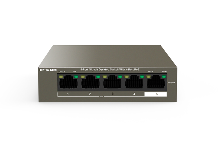 Коммутатор IP-Com G1105P-4-63W, кол-во портов: 4x1 Гбит/с, кол-во SFP/uplink: RJ-45 1x1 Гбит/с, PoE: 4x30 Вт (макс. 58 Вт) (G1105P-4-63W)