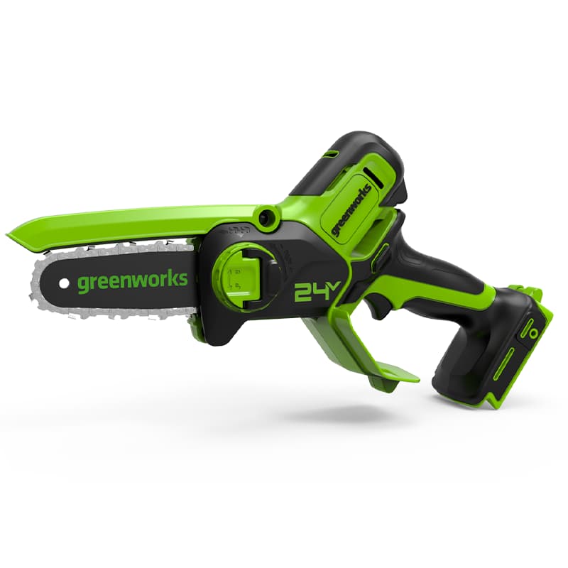 Пила цепная Greenworks 24V G24MCS10, 200 Вт, щеточный, шина 10 см, шаг 1/4 дюйма, аккумуляторная, 24 В, Li-Ion, 1.1 кг, без АКБ и ЗУ (2008207)