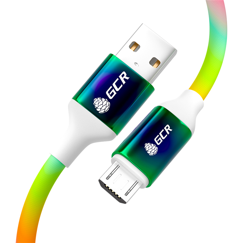 Кабель USB-Micro USB, OTG, экранированный, быстрая зарядка, 5А, 1.2 м, градиент, GCR GCR-UA21G (GCR-53106)