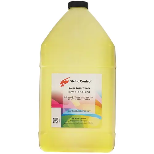 Тонер Static Control HM775-1KG-YOS, бутыль 1 кг, желтый, совместимый для CLJ Enterprise 700 M775/CP5520/CP5525/M750; CLJ Pro CP5225 (HM775-1KG-YOS)